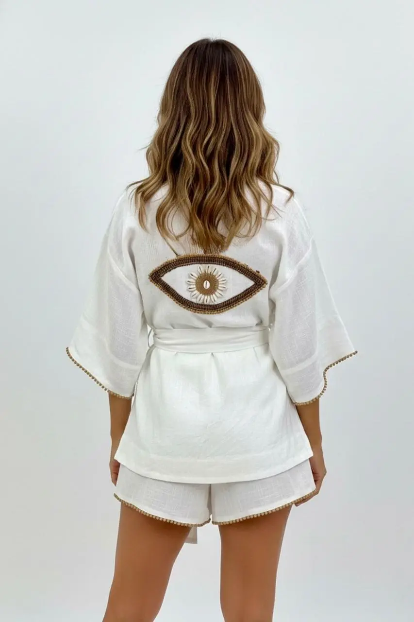 KIMONO BORDADO - OFF MADEIRA