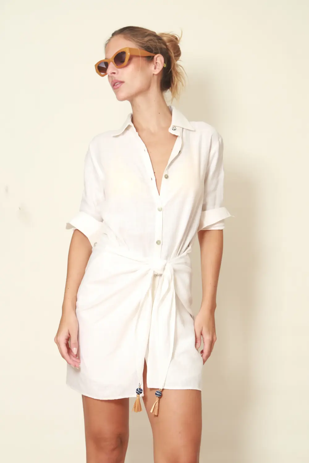 VESTIDO ANINHA NAVY - OFF WHITE